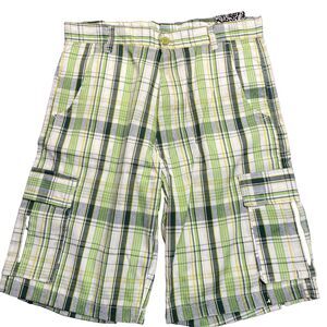 Point Zero Shorts Mens 34 Bermuda Plaid Y2K Skater Grunge Preppy 12" Inseam NWT